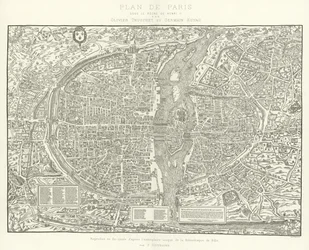 Plan of Paris, under the Reign of Henry II by Olivier Truschet and Germain Hoyau