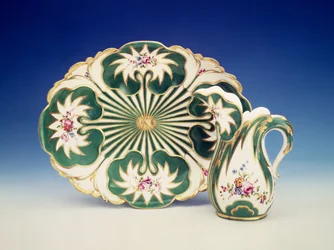 Plate and Jug with Decoration of Flowers, Sevres