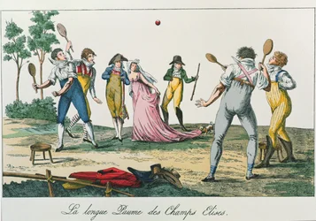 Playing tennis