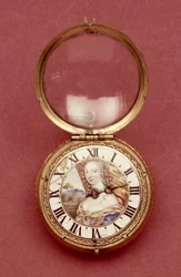 Pocket Watch with White Enamel Chapter Ring, Bearing a Portrait Said to be of Anne Marie Louise d