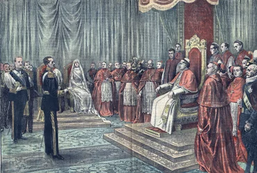 Pope Pius XI Receives the Rulers of Spain in Solemn Audience in 