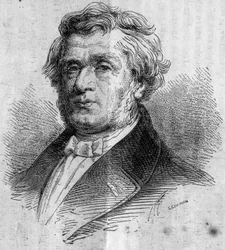 Portrait of Alphonse Lavallee, Businessman from Nantes, Founder of the Ecole Centrale des Arts et Manufactures. Engraving in 