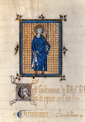 Portrait of Saint Louis in majesty (Louis IX) (1214-1270) Miniature taken from "Register of Ordinances of the Hotel du roi". Paris, National Archives