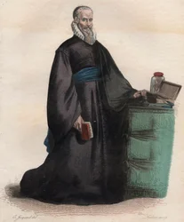 Portrait of Ambroise Paré, French surgeon. Illustration from 