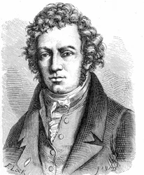 Portrait of André Marie Ampère (1775 - 1836), French physicist - in Album de la Science; illustrious scientists; Great discoveries 1896