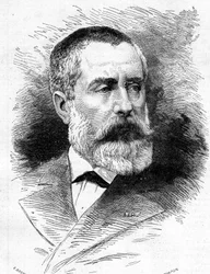 Portrait of Auguste Emmanuel Vaucorbeil (1821-1884), French composer and director of the Paris Opera. Engraving in 