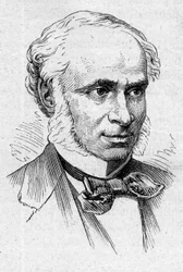 Portrait of Camille Doucet (1812-1895), French Poet, Playwright and Academician. Engraving in 