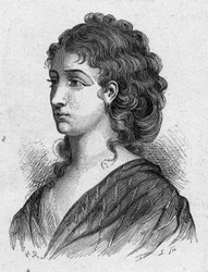Portrait of Cecile Aimee Renault (1774-1794), French revolutionary. Engraving from 1889.