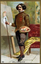 Portrait of Diego Rodriguez de Silva y Velazquez dit Diego Velasquez (1599-1660). Chromolithography of the late 19th century