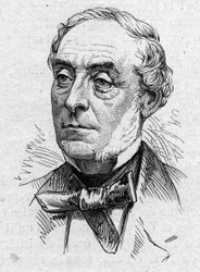 Portrait of Ernest Legouve, French poet, novelist, playwright, essayist and academician. Engraving in Le Monde Illustré n°883 of 14 March 1874.