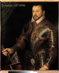 Portrait of Francois I, Duke of Montmorency, Marshal of France (1530-1579) in Armor Engraved with His Monogram and That of His Wife Diane de France