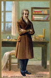 Portrait of George Stephenson (1781-1848). Chromolithography of the late 19th century