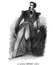 Portrait of Georges Beuret, French Brigadier General (1803-1859), officer of the Legion of Honour. Engraving in 