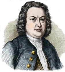 Portrait of Johann Sebastian Bach (1685-1750) German composer. Engraving from 1858.