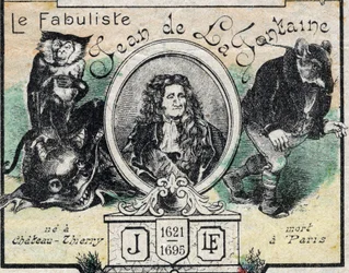 Portrait of Jean de La Fontaine (1621-95). Epinal imaging from the end of the 19th century.