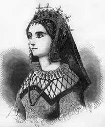 Portrait of Judith of France (843-870), Queen of Wessex then Countess of Flanders. Engraving in 