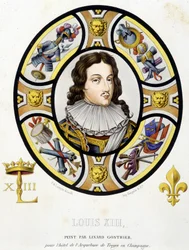 Portrait of Louis XIII, King of France, Facsimile of a Stained Glass from the Middle Ages from 