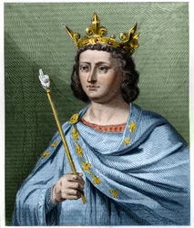 Portrait of Louis X le Hutin (1289-1316), King of France - in “Histoire des Français” by Lavallée, engraving, n.d.