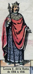 Portrait of Louis X of France, known as Louis the Hutin (1289-1316) (Capetian dynasty). Illustration late 19th century
