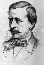 Portrait of Louis de Lomenie, French essayist and academician. Engraving in Le Monde Illustré n°883 of 14 March 1874