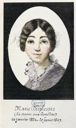 Portrait of Marie Duplessis (1824-1847) also known as La Dame aux Camelias, 1847
