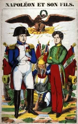 Portrait of Napoleon I and his son, Napoleon II. Image of Epinal