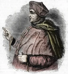 Portrait of the Eveque Pierre Cauchon (1371-1442) Authorizing Officer of the Proces of Joan of Arc (Portrait of Pierre Cauchon bishop of Beauvais) Engraving