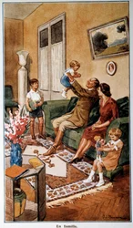 Post and Telecommunication Calendar Representing a Family Scene, 20th Century
