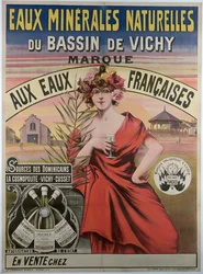 Poster advertising les eaux minerales naturelles du bassin de Vichy, natural mineral water