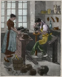 Pottery: Potter Executing a Vase on the Wheel. France