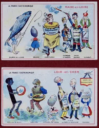 Promotional and Educational Cards for Children Depicting Food Specialities of the Maine-et-Loire and Loir-et-Cher Regions, c.1910
