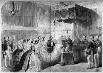 Protestant rite: baptism of Prince Frederic Guillaume Victor Albert of Prussia (who became William II, King of Prussia and Emperor of Germany