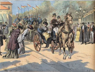 Queen Marie Christine de Teschen greets the queens of the Paris Marches, from the newspaper 