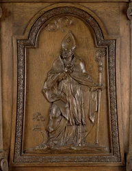Relief depicting St. Medard, Bishop of Noyon, from the pulpit