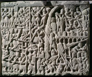 Relief depicting the Siege of Carcassonne by Simon de Montfort in 1209