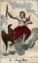 Representation of Jupiter (or Jove) king of the gods, and the god of sky and thunder. From 
