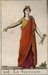 Representation of Necessity as an Unyielding Woman with Bronze Hands. From 