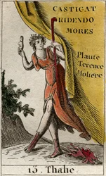 Representation of Thalia, Muse of Comedy and Idyllic Poetry, Holding a Comic Mask and a Shepherd
