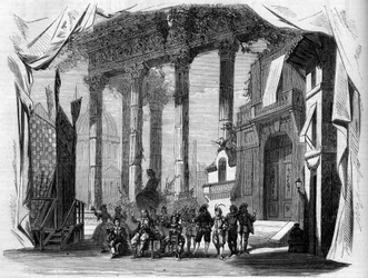 Representation of an opera: Scenography of Act I of “Salvador Rosa” after a libretto by Henry Trianon and Eugene Grange, and a music by Jules Laurent Duprato. Paris, Opera Comique