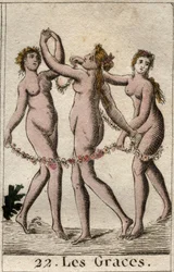 Representation of the three Graces: Aglae, Thalie and Euphrosyne, daughters of Venus and Bacchus. From 