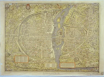 Reproduction of the Basel Map of Paris, originally produced in 1552-59
