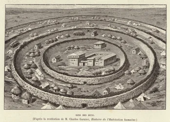 Ring of the Huns. Ring shaped fortifications protecting a settlement of the Huns