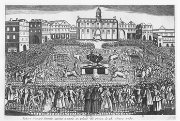 Robert-Francois Damiens executed on the Place de Grève, Paris, 28 March 1757