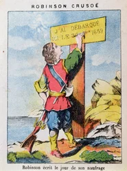 Robinson Crusoe Writes the Date of the Shipwreck