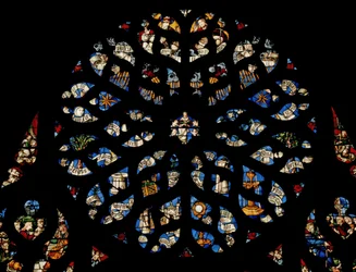Rose window depicting the Litany of the Virgin