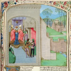 Roy 15 E IV f.236, Coronation of William I, from Anciennes Chroniques d