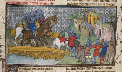 Passage of the Seine (illustration from the Chroniques de France ou de St. Denis)