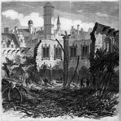 Ruins of the Antwerp Stock Exchange (Belgium) after a fire