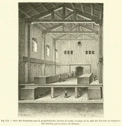 Room for Preparing Soda Lye and Section of the Basin Room (engraving)