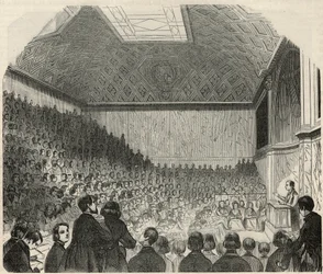 Salle des cours au College de France in Paris in the 19th century - Engraving in 